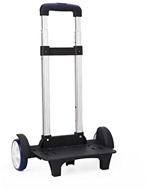 BOUACOUA Rucksack Trolley, Schulranzen Trolley für Kinder Faltbarer Handwagen Große Räder Rollende Gepäckwagen für Schulrucksäcke (Blau)