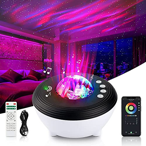 MHGLOVES Proyector LED Cielo Estrellado, Proyector Smart Star Aurora Galaxy Light Luz Nocturna Lámpara con Temporizador/altavoz Bluetooth/control Por Voz De Alexa para Niños Adultos Navidad Fiestas
