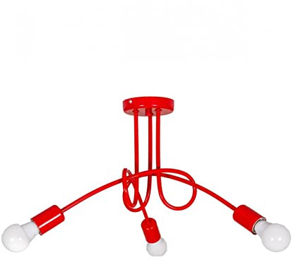 Light-Home Edison Deckenbeleuchtung Lampen Deckenlampen - Deckenlampe Industrial für Wohnzimmer Schlafzimmer und Esszimmer aus Metall - Pendelleuchte 3-Flammig - Rot