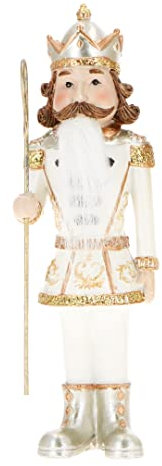 TIMSTOR - Casse-Noisette Nutcracker Soldat Blanc Or 22cm Résine