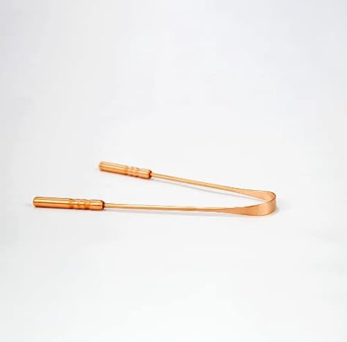 Gratte-langue en cuivre pur pour adultes et enfants – Nettoyeur de langue naturel avec forte prise en main et étui de voyage – Gratte-langue ayurveda pour hygiène dentaire et haleine fraîche – 1 pièce