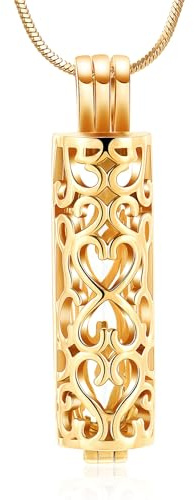 Minicremation Kremation Urne Anhänger Halskette mit hohlen Zylinder Vial Keepsake Urne Kremation Schmuck Memorial Lockets für Asche für Frauen Männer