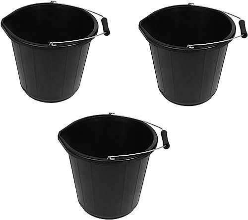 SRP® 3 X 3 Gallon Black Bucket/Builders Bucket/Made in UK