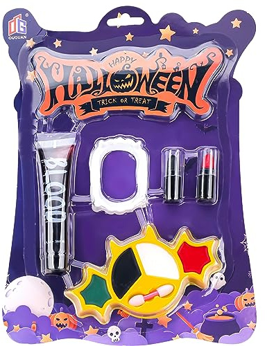 Halloween Schminke Make Up Set Theaterschminke Schminkset Kunstblut Vampir Zähne,Vampir, Zombie, Hexe, Geist für Kinder Erwachsene