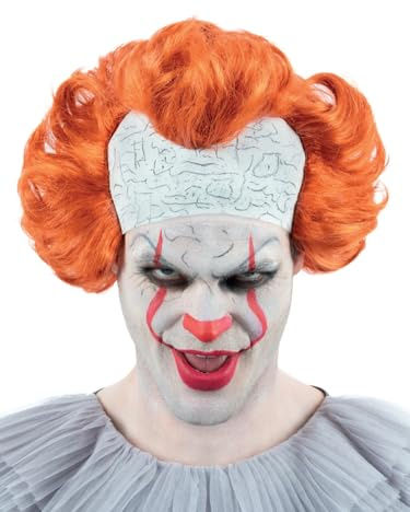 Smiffys IT Chapter 2, Pennywise-Perücke, mit Latex-Kopfbedeckung Halloween