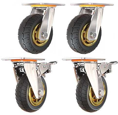 Lautlose Gummirollen,Möbelrollen Robust Lenkrollen Transportrollen Mit Bremse Drehbare Rollen for Möbel Kleine Sofarollen Schwerlastrollen, 2 Lenkrollen Und 2 Bremsrollen Schwenkbare Rollen ( Size : 1