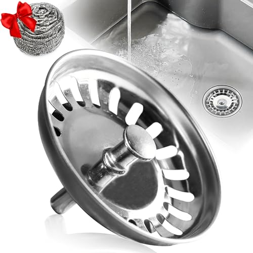Raxint Universal-Abflussstopfen für Küchenspüle, Edelstahl, Abflussstopfen mit Filter für Spüle, Sieb, Spüle 79 und 80 mm