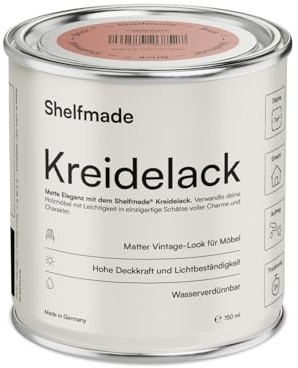 shelfmade Kreidefarbe für Holz - Backsteinrot - Holzfarbe DIY - Kreidefarbe für Holz - Chalk Paint für Möbel matter Look