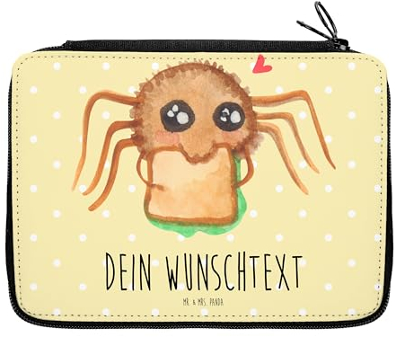 Mr. & Mrs. Panda Personalisierte Federmappe Spinne Agathe Sandwich - Geschenke, Stifterolle, Hungrig, mit Namen, Glück, Federmäppchen, Lebensfreude, PersonalisierteS, Stiftemappe, Hunger, Mut