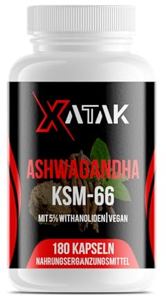 XATAK® Bio Ashwagandha Extrakt 180 vegane hochdosierte Kapseln für Stressabbau Schlafqualität & Energie