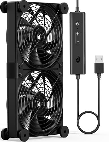 upHere 2X120mm USB Fan Silent Fan with 4 Adjustable Wind speeds for Computer Case/PC / PS4 / TV Box/AV Cabinet U3UK2