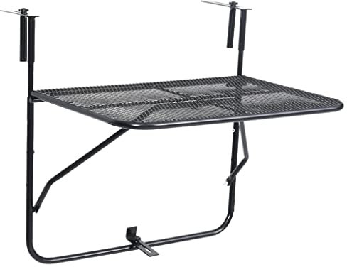 SDWEHO7 Balkontisch Hängender Balkon Hängetisch aus Stahl, Balkonhängetisch klappbar für Balkon und Terrasse, Schwarz 60x40 cm
