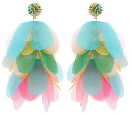 FDEETY Ohrringe für Damen Mädchen Bunte Blatt Ohrringe Stoffblumen-Cluster Elegante Böhmische Modeschmuck Geschenke Zubehör für Valentinstag Geburtstag