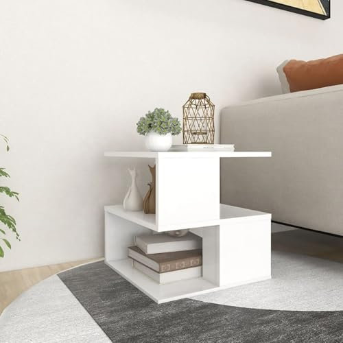 qohoio Beistelltisch Weiß 40x40x40 cm Holzwerkstoff Beistelltische FüRs Wohnzimmer Hoch Sofatisch