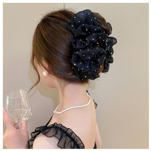 Hrlace Große Haarklammern Tüllschleife Haarklammer Damen Große Haarspangen Chiffon Schleife Haarkrallen Tüll Schleife Hair Clip für Frauen Mädchen Dickes Dünnes Langes Haar Accessoires 3#