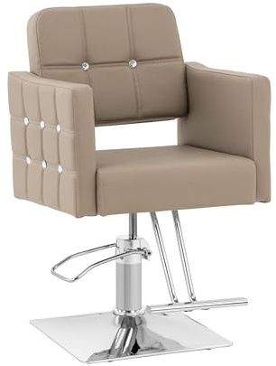 Physa Sillón de Peluquería Cottam con Reposapiés Altura del Asiento 49-63 cm para hasta 150 kg Gris Claro Sillón de barbería Silla de peluquería Silla de barbería