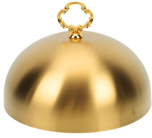BESPORTBLE Edelstahl Tellerglocke 30cm - Hochwertige Speiseglocke Für Teppanyaki - Burger Und Pizza Warmhalteglocke in Elegantem Gold Perfekte Abdeckung Für Ihr Steak Und Mehr