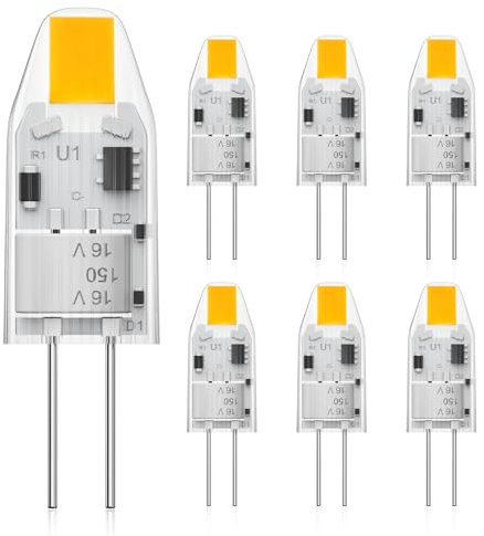 Eco.Luma G4 LED Lampen 1W Ersatz für 10W Halogenlampen, Mini Kapsel Glühbirne AC/DC 12V Warmweiß 2700K, Kein Flackern, Nicht Dimmbar Licht für Heimbeleuchtung, 6er Pack
