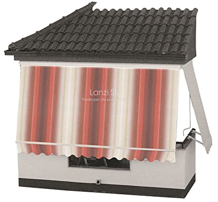 MOSCHITELLA Tenda da Sole a Caduta con CASSONETTO di Protezione braccetti e mantovana - Tessuti TEMPOTEST PARÀ (Tessuti Rossi) - Misura L cm da 241 a 300 X 260 H