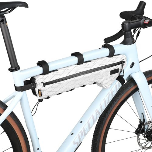 Rhinowalk Fahrrad-Dreieckstasche 2,4L – wasserdichte Rahmentasche mit YKK-Reißverschluss, Pumpenhalter & Kabeldurchlass – Schlankes Design – Weiß
