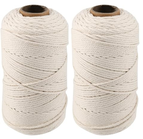 NGOSUET 2 Stück Makramee Garn 4mm x 200m, Baumwollseil Macrame Cord, Baumwoll Makramee Kordel Geflochten Baumwolleschnur für für DIY Handwerk, Wandbehang, Blumenampel, Dekoration