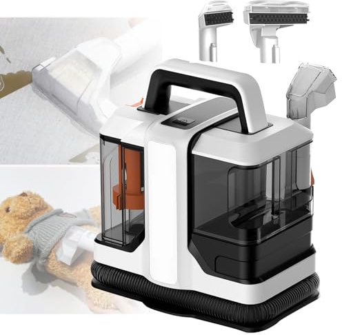 Pulitore profondo portatile per tappeti e tappezzeria, doppio serbatoio e 2 testine per auto Detailing e rimozione peli di animali domestici, include strumenti per macchie e fessure