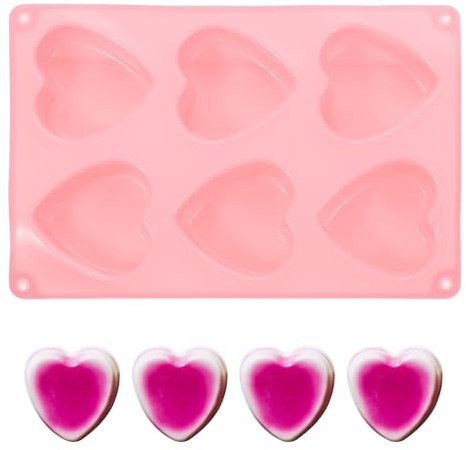PATIKIL Stampo in silicone a forma di cuore, stampo 3D per cioccolatini, antiaderente, per San Valentino, per pasticceria, fai da te, artigianato, torte amanti, sapone fatto a mano (rosa)