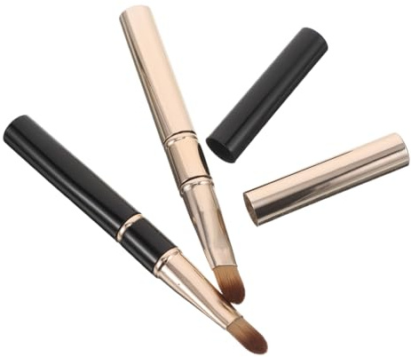 FOMIYES 2pcs Double-ended Lip Brush Silicone Tips in Gold and Black for Precise Lip Gloss Application and Blending The Go