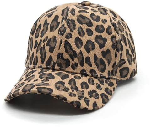 YAMEIZE Leoparden Hut Cap Damen Retro Leopard Baseballkappe Verstellbare Cheetah Print Kappe Sommer im Freien