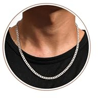 YADOCA Silverkedja herr 925 silver, 3 mm/5 mm halsbandskedja för män silverkedja allergivänliga pansarkedja halsband smycken för män, Koppar