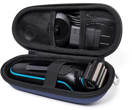 Nincha Elektrischer Rasierer Etui für Braun Serie 3, 5, 7, 9 Rasierer, Hartschalen EVA Reisetasche mit Ladegerät-Aufbewahrung, Rasierer Schutzhülle mit Karabiner, marineblau, Praktisch: