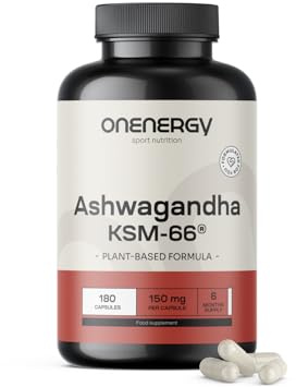 OnEnergy Ashwagandha KSM-66-180 Cápsulas Vegetales - Para 6 meses | Withania somnifera – Extracto altamente concentrado – La reina del Ayurveda – Apoyo para el cuerpo y la mente