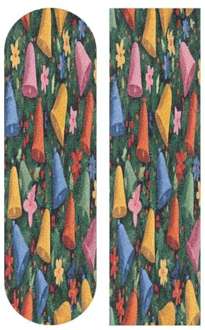 Mnsruu Skateboard-Griptape mit buntem Glockenmuster, Longboards, rutschfestes Roller-Griptape, Sandpapier-Aufkleber, 22,9 x 83,8 cm