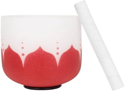 Klangskål i kristall 20 cm (8 tum) kristallskål med CBDG-not, klangskål för helande kvartsljud frostad för yoga (Red Note C)