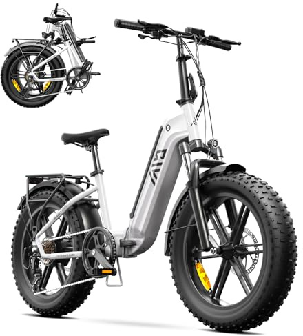 TST Klapprad E-Bike für Damen und Herren mit App-Steuerung & Federung, 20 Klappfahrrad E Bikes Fatbike All-Terrain Elektrofahrrad 250W Motor 48V 15Ah Akku, 40KM Reichweite 25Km/h Ebike