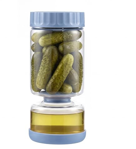 Amig - Tarro de Vidrio para Encurtidos - 1200 ml - Tapa con Cierre Hermético - Para Aceitunas y Conservas - Separaador Interno con Drenaje - Diseño cómodo y funcional - Mod. 1