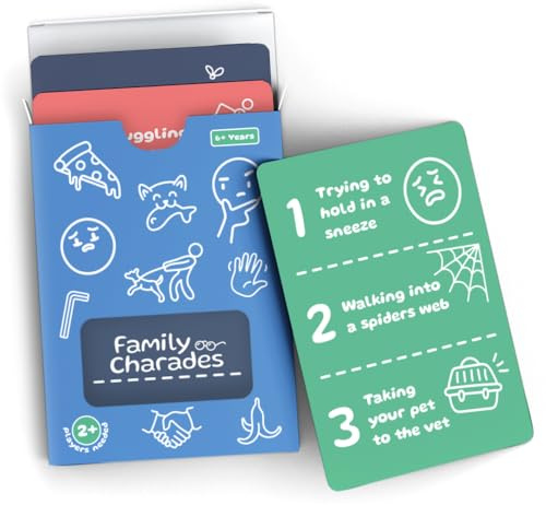 Cauliflower Journals Family Charades Card Game, Fun Acting Prompts, 54 Triple Layer Cards, with Tuck Box and Instructions, Ages 6+, 2+ Players