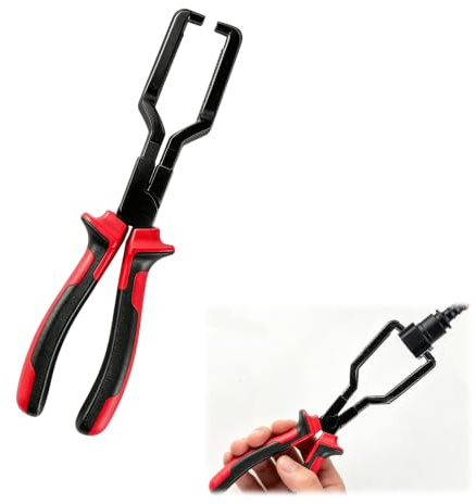 Hose Clamp Pliers, Fuel Line Disconnection Tool, Car Clip Pliers for Automotive Maintenance, Red Single Unit with Quick Release Mechanism, Professional Grade Construction