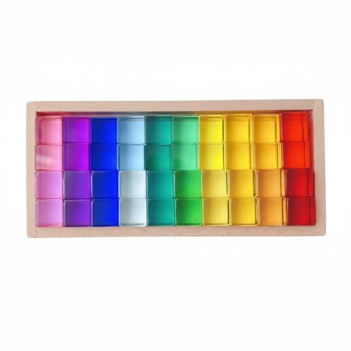 Perfeclan Bloques Sensoriales Acrílicos Transparentes en Cuadrícula con Superficie Suave y Peso Equilibrado Adecuados para Exploración Sensorial Sala de Estar, Transparente Combinación 6