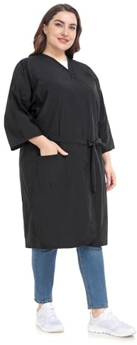 Perfect HAIR Salong klient klänning morgonrock kappa, frisörsalong smock för kunder – kimono-stil, med snäppstängning, Svart, one size
