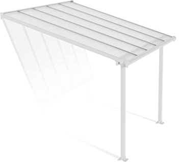 Palram Canopia Olympia Terrassenüberdachung 3x3 - Gestell aus Alumiuium & 16 mm Polycarbonat - Terrassendach Für den Ganzjährigen Gebrauch Geeignet, Weiß, 307 x 295 x 305 cm