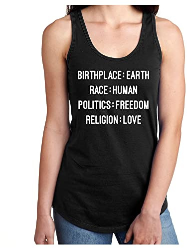 zerogravitee Birthplace:Earth Race:Human Politics:Freedom Racerback Tank- Black - Large