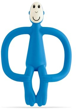 Matchstick Monkey, Original Teether & Gel Applicator, Antimicrobial Silicone Teething Toys for Baby, Easy to Grip, BPA Free, 3 Months Old+, 10.5 cm, Blue Monkey
