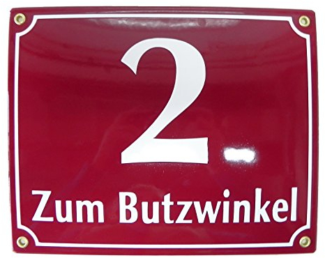 Hausnummer Hausnummernschild Emaille 20x25 cm mit Wunschstraßennamen und Nummer Hausschild, Vorbohrungen, Personalisierte, Hausnummernschilder, Wetterfest, Türschild, Wunschtext