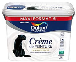 Dulux Valentine Crème de peinture - Murs, Plafonds, Boiseries - Satin Blanc 6L