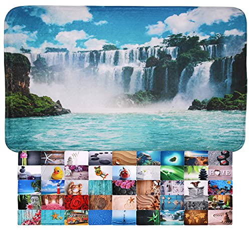 Sanilo Badteppich, viele schöne Badematten zur Auswahl, Badvorleger sehr weich und rutschfest, waschbar und schnelltrocknend (70 x 110 cm, Wasserfall)