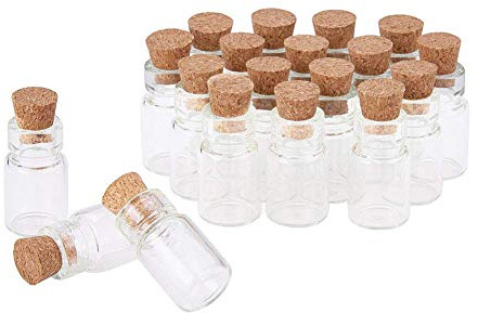 Suneast Lot de 20 Mini flacons de 1ml en Verre avec Bouchons en liège Transparent vides pour Bricolage, travaux manuels, Mariages, Bijoux de fête - Verre, 11 * 22mm