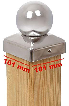 4 x PFOSTENKAPPE KUGEL EDELSTAHL 101 x 101 MM