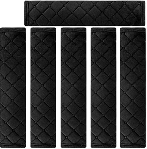NEPAK 6 Pack Car Seat Strap Pads,Universal Car Seat Belt Pads Cover,Seat Belt Shoulder Strap Covers Harness Pad for Car/Bag,Protect Your Neck and Shoulder(Black)
