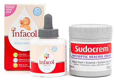 Infacol & Sudocrem New Born Bundle | Includes Infacol Colic Drops 85ml + Sudocrem Antiseptic Healing Cream 125g | Colic relief for babies and Nappy Rash Cream